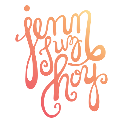 Handlettered script logo for jenn suz hoy